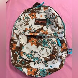 Jansport Brown and Teal Patterned Backpack